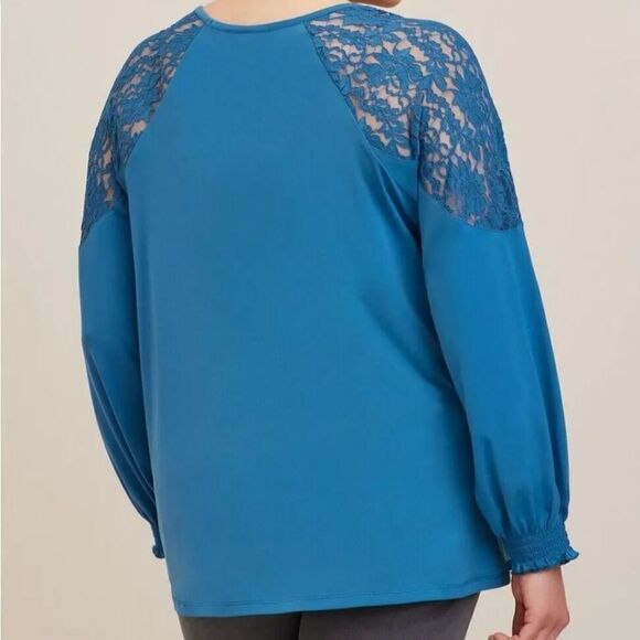 Torrid Studio Knit Lace Shoulder Top New - Picture 3 of 5